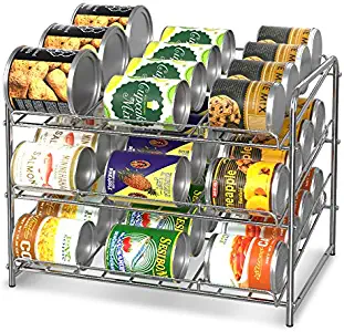 Simple Trending Can Rack Organizer, Stackable Can Storage Dispenser Holds up to 36 Cans for Kitchen Cabinet or Pantry, Chrome