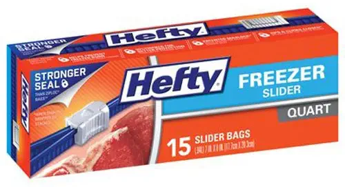 Hefty Quart Size Slider Freezer Bags, 15 Count