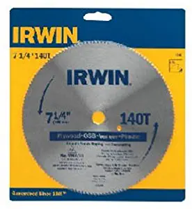 IRWIN Tools Classic Series Steel Corded Circular Saw Blade, 7 1/4-inch, 140T, .087-inch Kerf (11840)