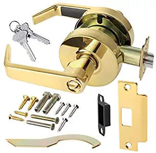 Commercial Cylindrical Lever Heavy Duty Non-Handed Grade 2 Door Handle Lawrence LH5304L (Keylock/Entrance, Polished Brass (US3))