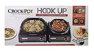 Crock Pot Hook Up Connectable 2Qt Round + 5Qt Oval Slow Cooker + 2 Serving Spoons