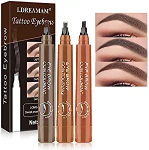 Eyebrow Tattoo Pen,Eyebrow Pencil,Microblading Eyebrow Pen,Waterproof Tattoo Eyebrow Pencil,Make Up with a Micro-Fork Tip,Long Lasting Creates Natural Looking Eyebrows Effortlessly 3PCS