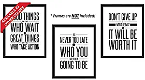 Don't Give Up 3 Poster Set Motivational Inspirational Quote Wall Workout Sports Art Boy Girl Teen Fitness Wall Home Decor Office Classroom Dorm Room Gym Entrepreneur UNFRAMED (8 x 10 White)