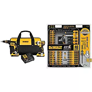 DEWALT DCK267D2 20V MAX XR Drywall Screwgun & Impact Driver Kit with DEWALT DWA2T40IR IMPACT READY FlexTorq Screw Driving Set, 40-Piece