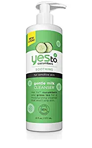 Yes To Cucumbers Soothing Gentle Milk Face Cleanser - 6 Fluid Ounces | for Sensitive Skin | Cucumbers and Green Tea for a Moisturizing Cleanse