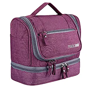 Travel Toiletry Bag, Digit Life Multi-functional Hanging Travel Toiletry Organizer Bag, Large Capacity Waterproof Bathroom Cosmetic Bag with Metal Hook for Men and Women. (Purple)