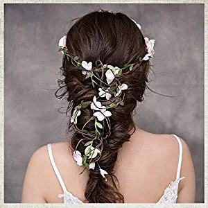 Felice Arts Women Flower Headband Wreath Flower Crown Floral Fall Adjustable Bridal Flower Garland Hair Wreath Halo for Wedding Vacation Maternity Photography Fairy Costume Party Gifts